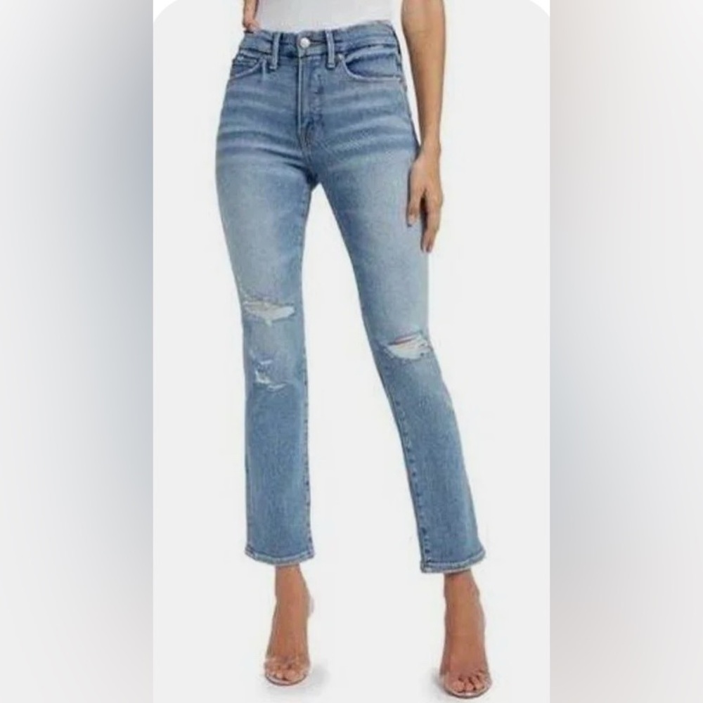 🆕 💧Good American Ripped Knee Jeans Size 14/16 NWT